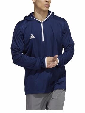 Men’s Adidas thin Navy hoodie with white trim 3XL